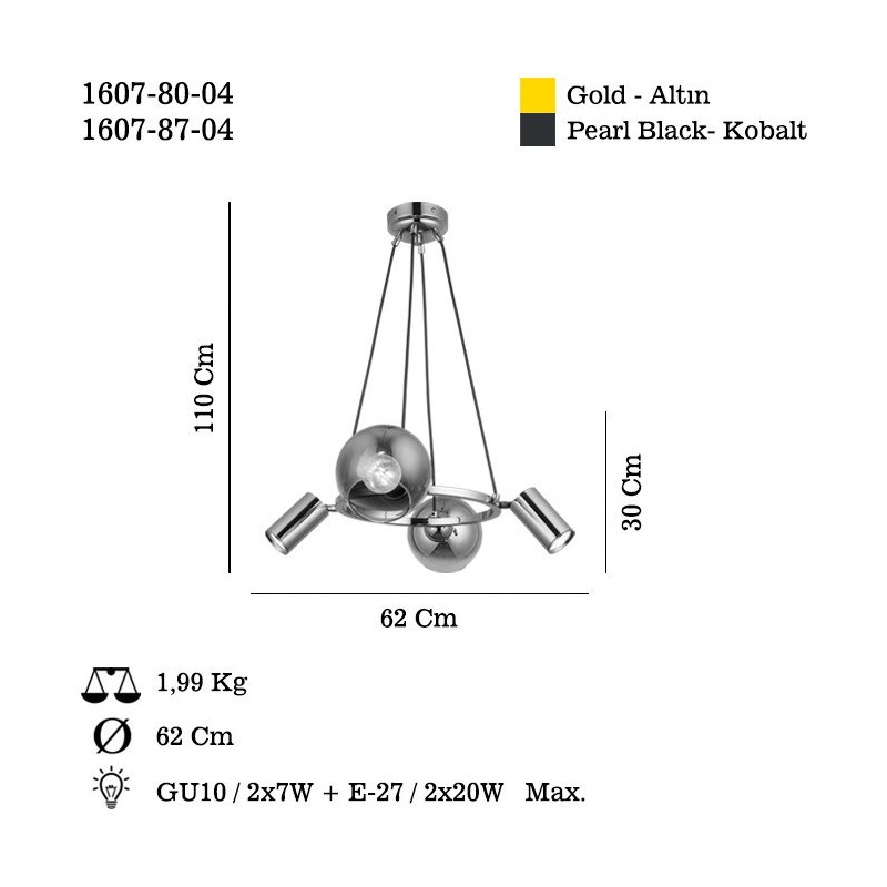 Elegant Antique Lacquer Chandelier, Metal Body, Adjustable Height 11.8 - 43.3 inches | Base Plate: 4.5 x 4.5 x 1.2 inches | 4 Sockets (2 x E27 Max 40W & 2 x GU10 Max 5W) | Stylish Lighting for Home Décor & Dining Areas
