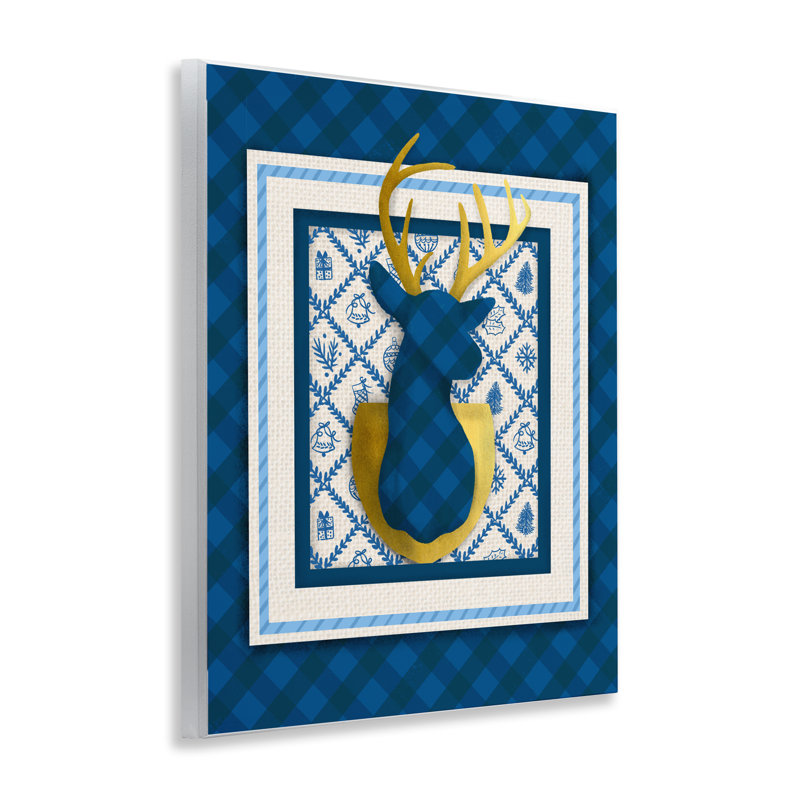 Plaque murale hivernale à motif de cerfs à motif doré, par Jilly Jack Designs