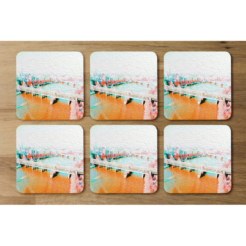 Square 6 Piece Coaster Set, Orange