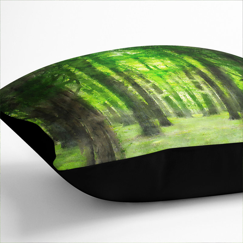 Green Forest Vol.2 Painting Square Throw Cushion, Black, 40cm H x 40cm W x 15cm D
