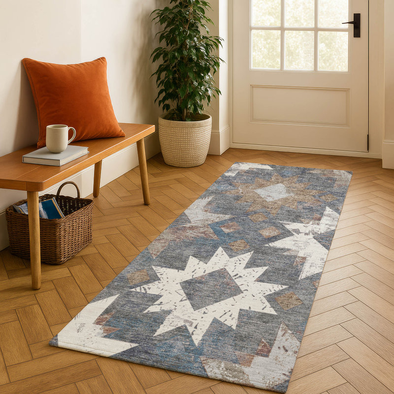 Premium Machine Washable Fairwood AMF1879 Aztec Rug, Runner 2'3" x 7'6"