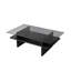 Table basse moderne avec plateau 100% verre trempé, couleur saphir et transparent, 41,3 po x 13,8 po x 25,6 po | 100% panneau de particules enduit de mélamine, épaisseur de 0,71 pouce | Design élégant et fonctionnel pour le salon-652439898-669527690-669527691