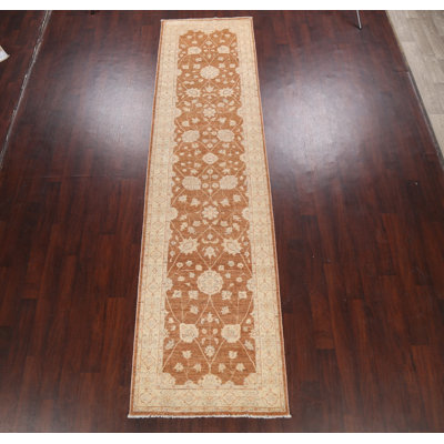 Tapis de couloir unique en laine noué à la main 3 pi 2 po x 12 pi 6 po New Age