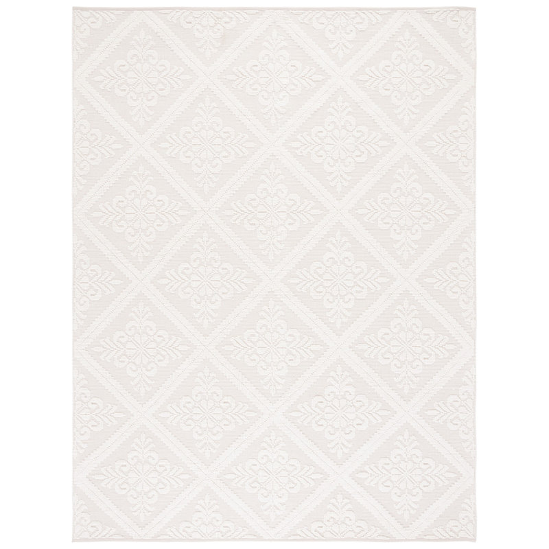 Tapis ivoire en laine / coton touffeté à la main Sharene, Rectangle 9 pi x 12 pi