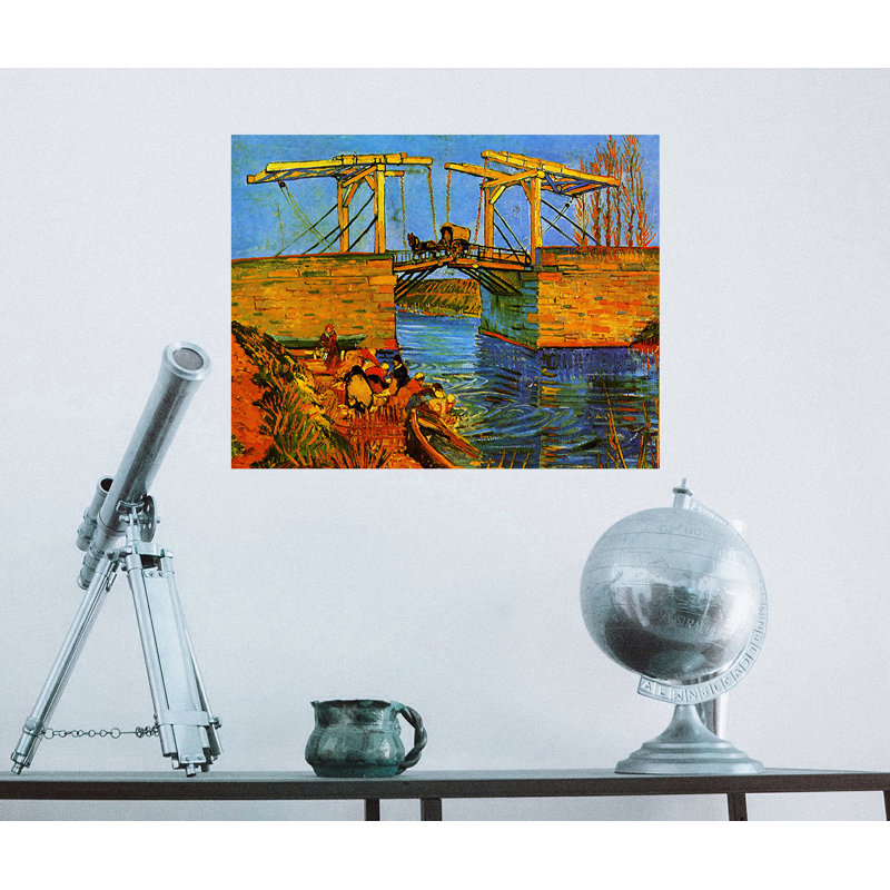 Adhésif décoratif Van Gogh's Langlois Bridge at Arles, H 22 po x l 28 po, Bleu / vert