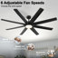 Ventilateur de plafond standard à 72 pales 72 pouces avec télécommande et ensemble d'éclairage pour salon