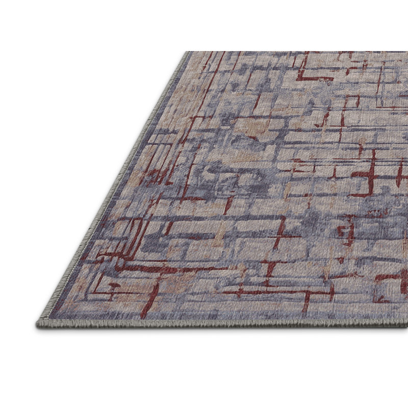 Machine Washable Gray Area Rug, Rectangle 7' x 9'