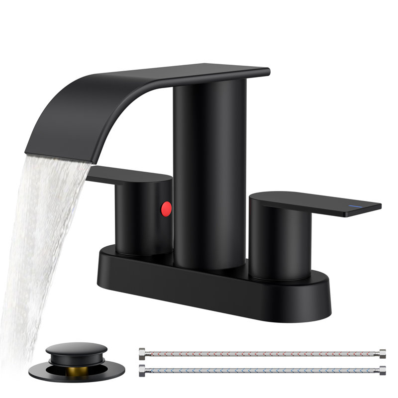 Forious® Ultra Centerset Bathroom Faucet With Drain Assembly, 2-handle Bathroom Sink Faucet, Matte Black