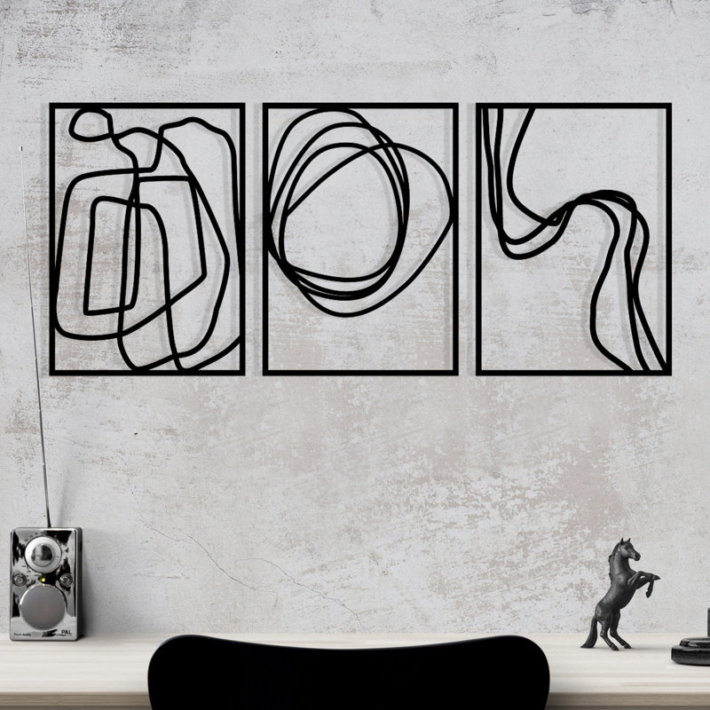 Elegant Black Decorative Metal Wall Accessory, 47.2 x 21.3 inches | 100% Metal, Thickness: 0.05 inches | Stylish Home Decor for Living Room, Office, & Bedroom - Durable, Modern Design for Any Space