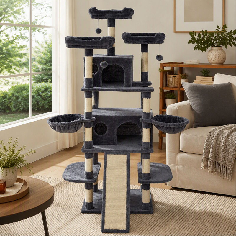 Arbre à chat, 174 cm, tour pour chats d'intérieur avec niches et griffoir