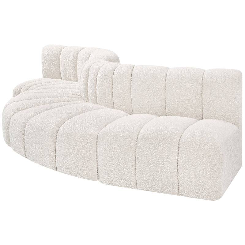 Canapé et méridienne Hiu, Tissu crème bouclé