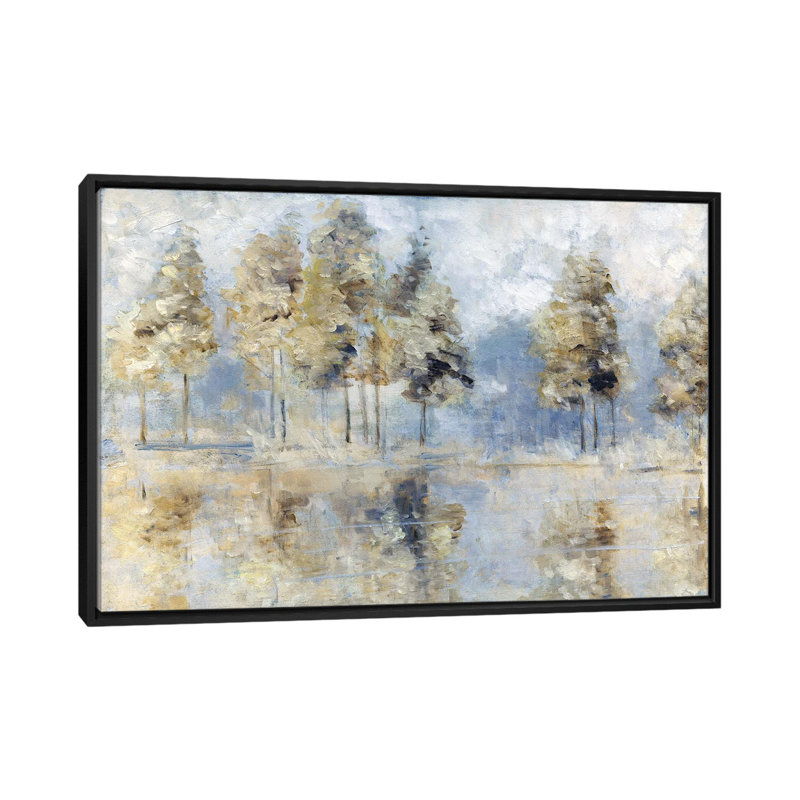 «Blue Golden Forest» par Sally Swatland - reproduction d'art, Toile encadrée, H 32 po x l 48 po, Black