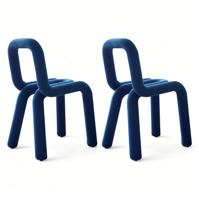 Blue Solid back side Chair(Set of 2)