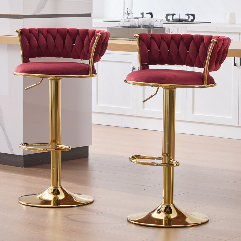 Tabourets de bar pivotants à hauteur réglable, Rouge vin