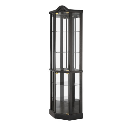 71.9" Modern Lighted Corner Display Curio Cabinet With Adjustable Glass Shelves