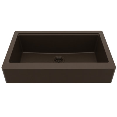Karran 34" Apron Front Single Bowl Quartz Kitchen Sink Kit in Brown