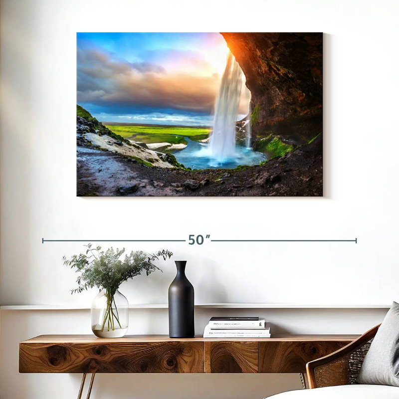 Alvord Brilliant Seljalandsfoss Sunset, H 26 po x l 39 po