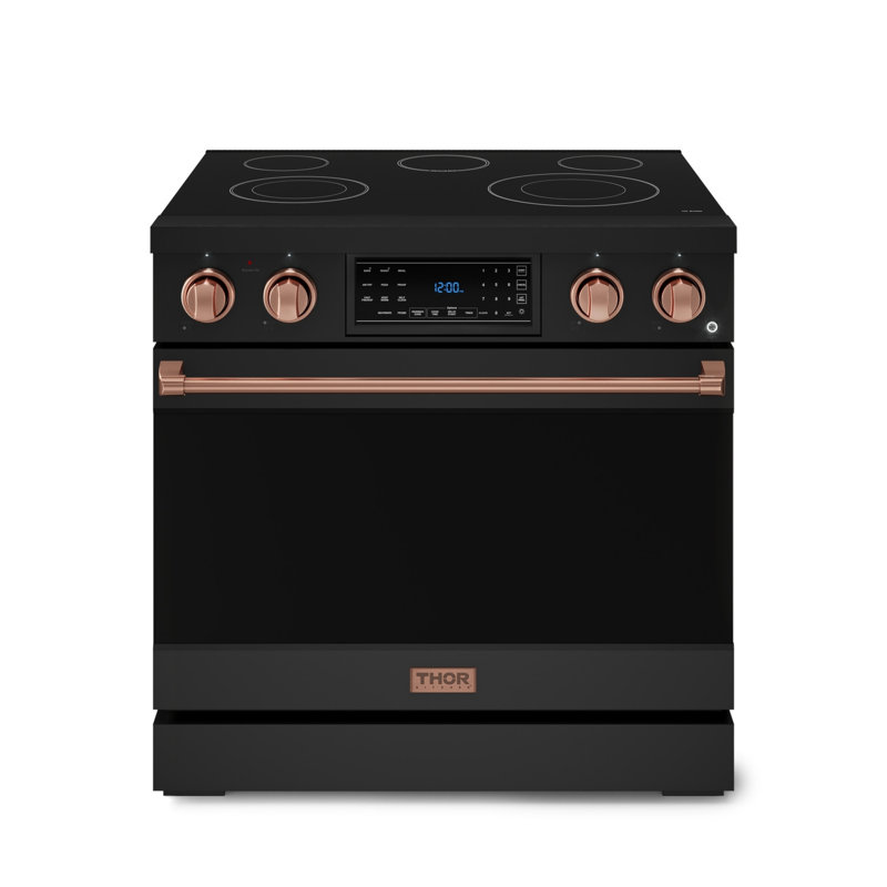 Gordon Ramsay by THOR Kitchen 36 Inch Professional Electric Range with Tilt Panel Touch Control , Matte Black/Rose Gold