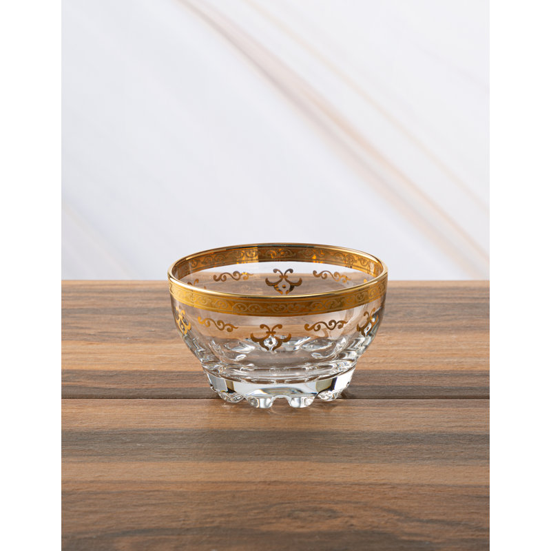 Gold-Accented Glass Dessert Bowls Set of 6