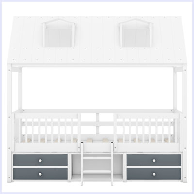 Angelli Modern Wood Bed House Bed Frame With Drawers