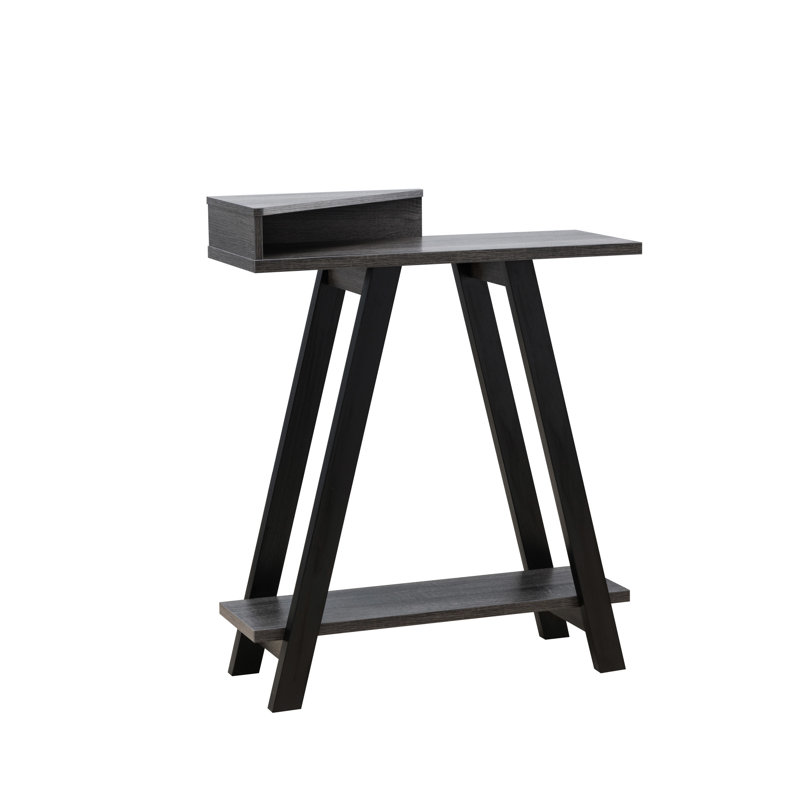 Contemporary Console Table In Black & Grey Two Tones, 2 Shelves, A-shaped Leg Supports, Spacious Surface For Showcasing, Extra Storage Available, 10lbs Max Weight Per Shelf, Particle Board Shelf With
