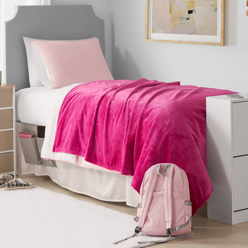 The Sheet Lab Solid Plush Throw Blankets, Hot Pink