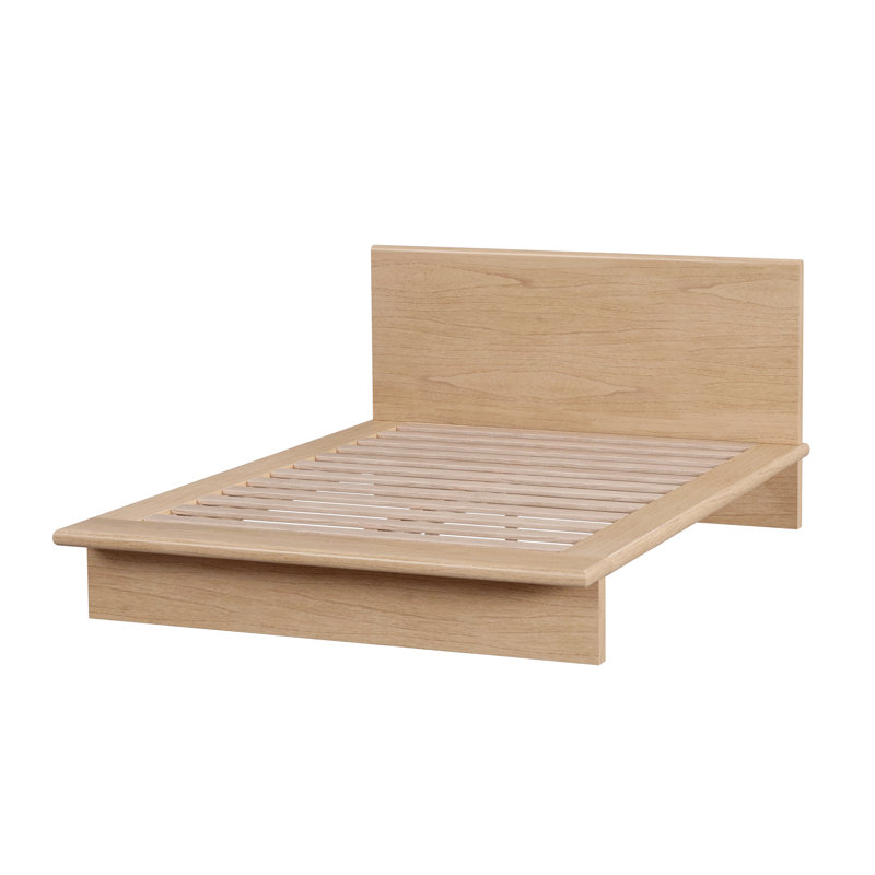 Soleil Wood Low Profile Platform Bed, Queen, Light Brown