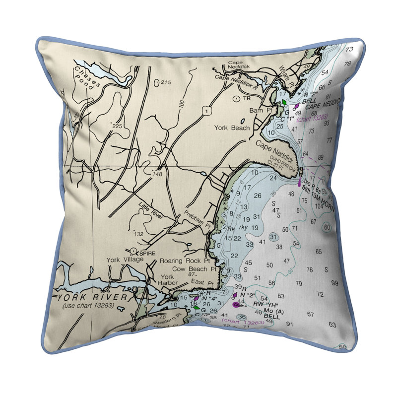 Housse et insert de coussin d'extérieur carré avec cordon Cape Neddick ME ME, 12 po x 12 po