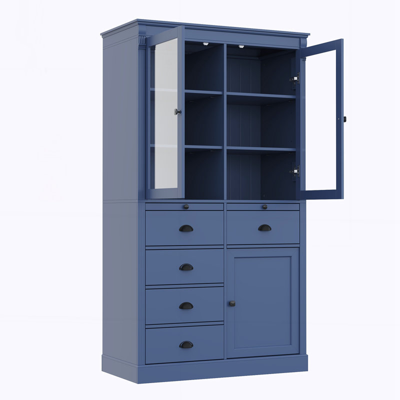 Vitrine avec portes vitrées, Bleu