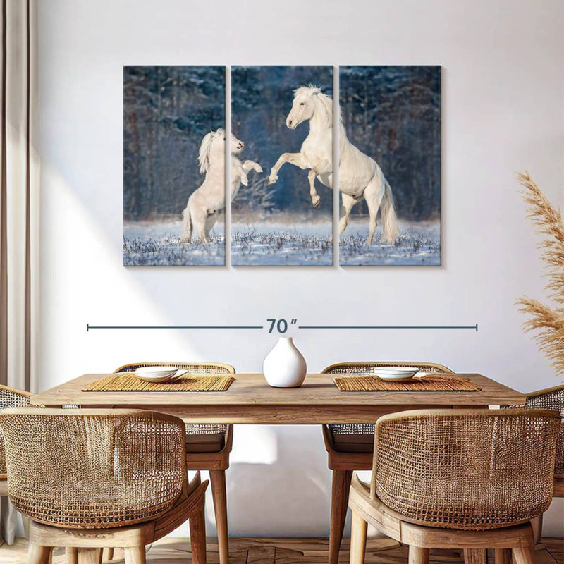 Brampt Winter White Horses, 24" H x 38" W
