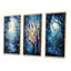 «Blue White Tree Moonlit Silhouette», 3 pièces sur toile-340826431-340826424