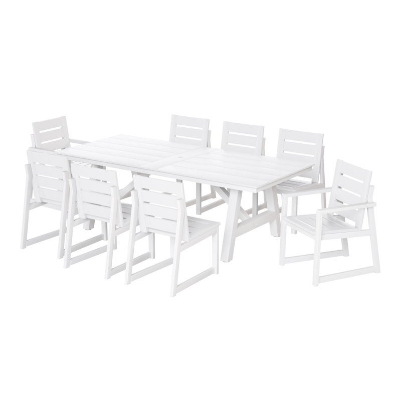 Ensemble repas 9 pièces pour l'extérieur, Blanc