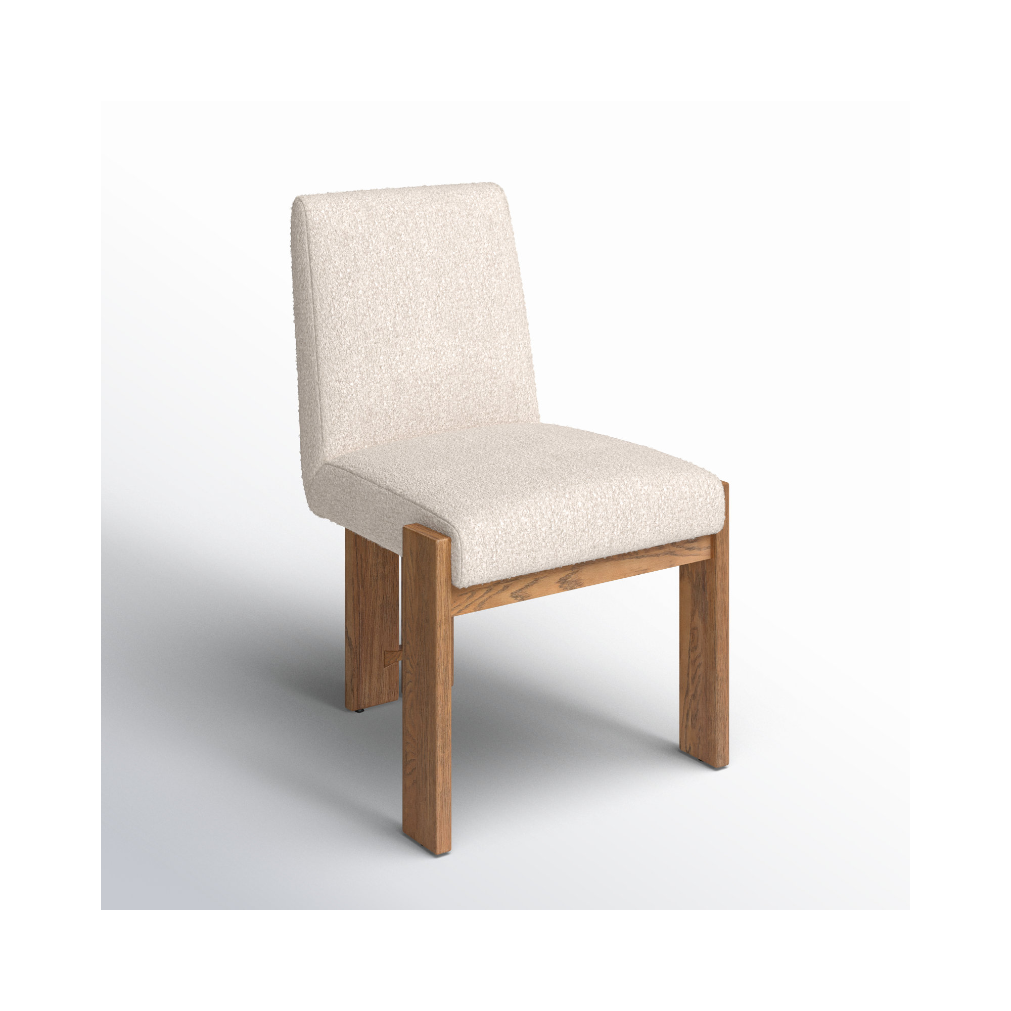 Asmund Solid Wood Upholstered Side Chair, Light Brown, Cream