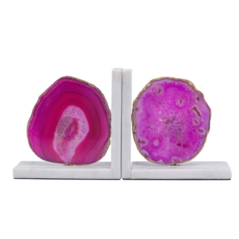 Serre-livres décoratifs en agate, Rose / Mauve
