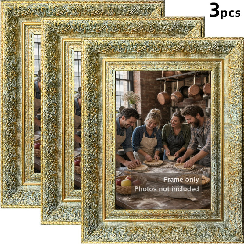 Cadre de table avec style mural, Antique Gold, 3, 8" W x 10" H