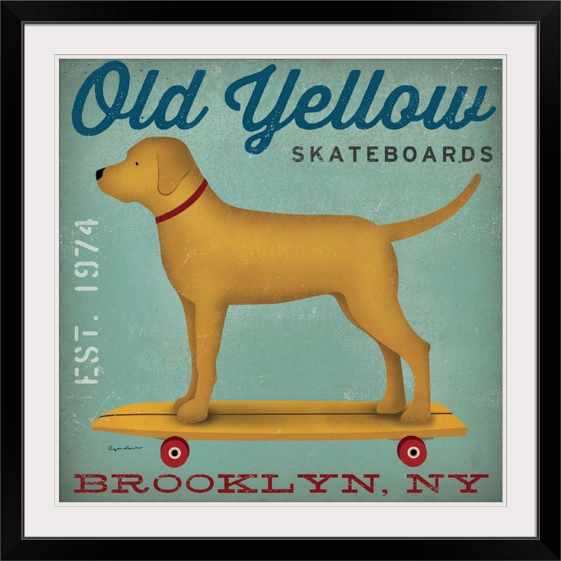 « golden dog on ragement » par ryan fowler, affiche rétro, H 12 po x l 12 po x P 1,5 po, Toile