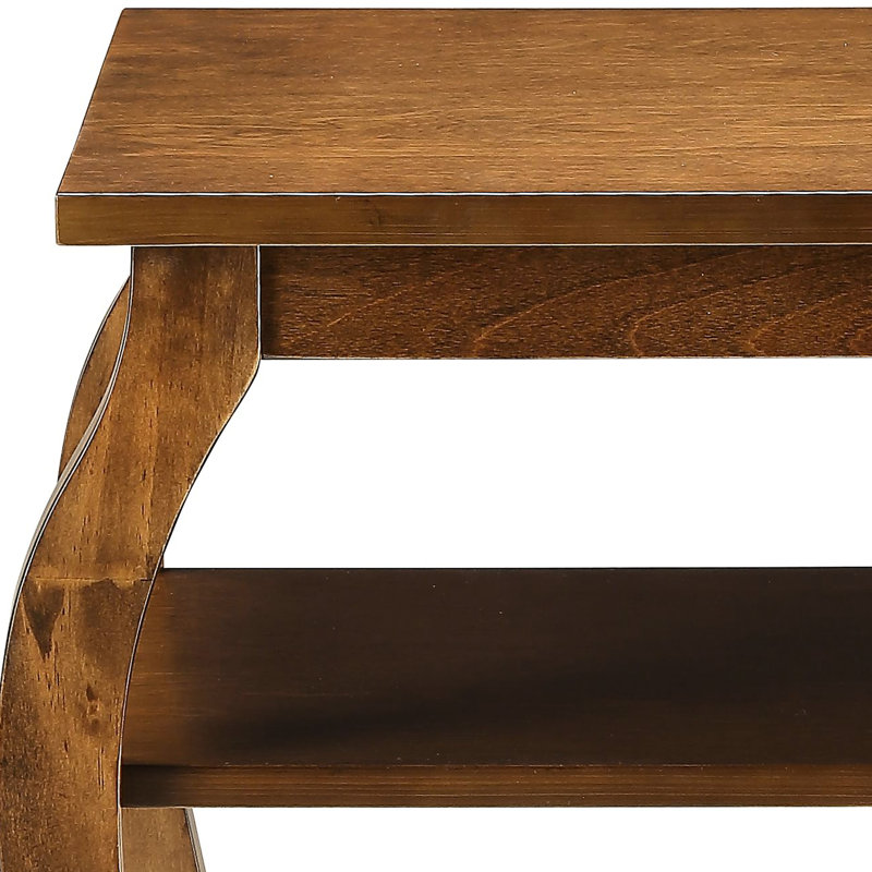 Table d'appoint en noyer - 2 tablettes et pieds carrés en noyer