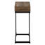 Table d'appoint avec tiroir de rangement, stratifié brun et métal noir, idéale pour les espaces de vie modernes et fonctionnels, et convenant également à une chambre.