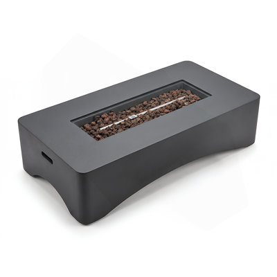 56" Propane Fire Pit Table, Rectangular Outdoor Gas Fire Pit 50,000 BTU, Modern Minimalist Fire Table For Patio Backyard Deck, Concrete Firepit With Waterproof Cover, Lava Rocks & Tank Seat –Dark Grey