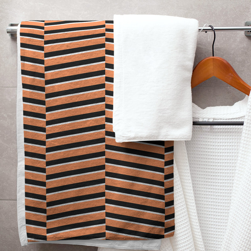Jaya Bath Towel, Orange/Black