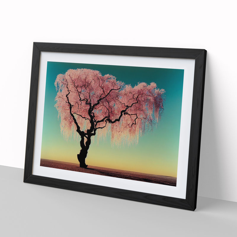 Evocative Weeping Willow Tree - Framed Print, Black, 46cm H x 64cm W x 2cm D