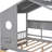 Gray, Full Size, Wooden House Bed, Storage Drawers, Shelf, Roof Design, Play, Comfort, Construction Size Bed With Gray Color, 2 Drawers And Back Shelf For Accessories, Play Area