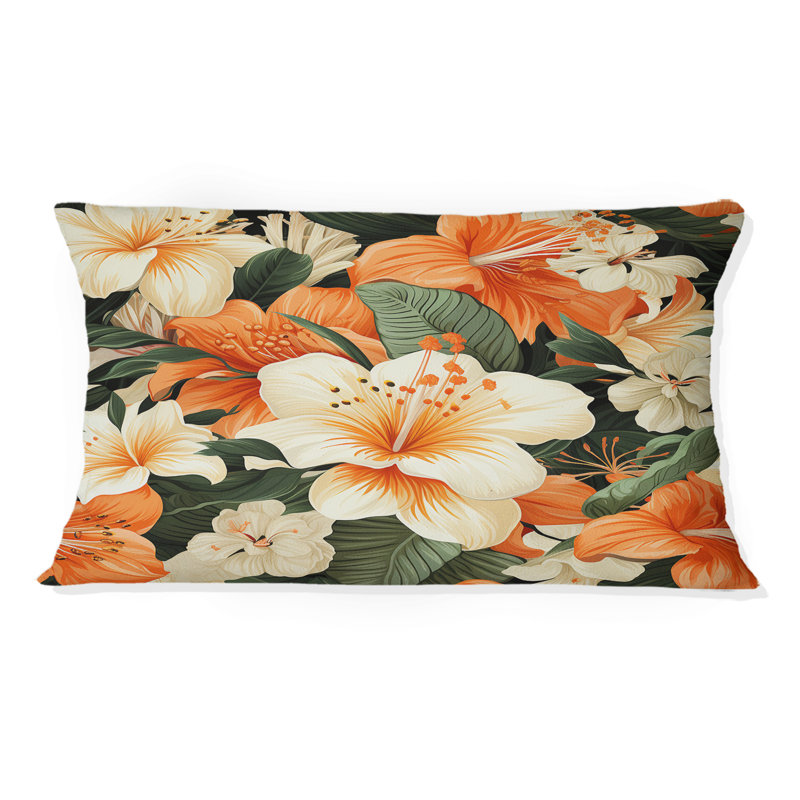 Papaya Dreams, motif tropical III - coussin floral en polyester