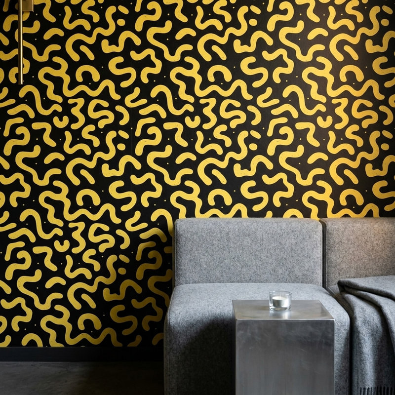Double rouleau de papier peint uni noir mat, Textured Non-Pasted