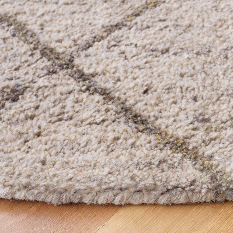 Moniz Hand Tufted Wool Geometric Rug, Round 6'