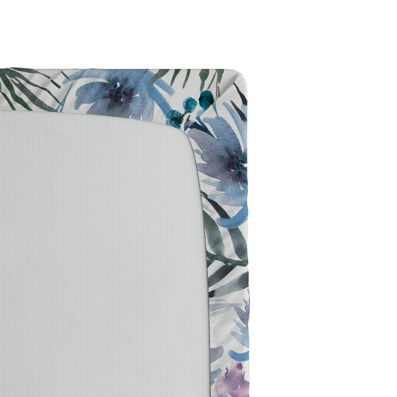 Drap-housse à motif floral Ambesonne, Drap-housse très grand californien, Gris, bleu sarcelle, lilas, bleu / floral