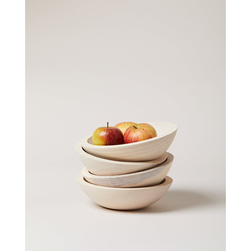 Wood Salad Bowl, White, 15"