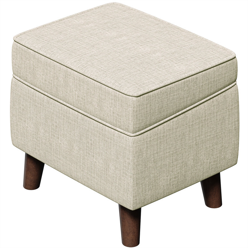 Repose-pieds l 18,5 po rembourrés en lin pour sièges de salon, de chambre à coucher et de repose-pieds avec rangement, Beige