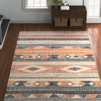 Friley Southwesten Flatweave Jute/Cotton Blue/Rust Area Rug