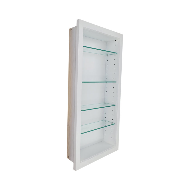Durango 4 Piece Solid Wood Recessed Wall Shelf with Adjustable Shelves, 67.5" H x 15.5" W x 3.5" D, White